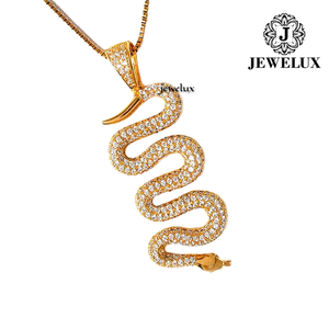 JEWELUX Gold Plated Snake Pendant With <b>Crystal</b> Rhinestones <b>Animal</b> Themed Luxury Charm Unisex Everyday Wear From India - Product Image 3