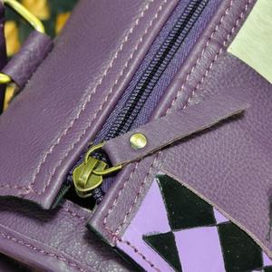Bolso Speedy de Cuero Morado con Panel de Piel de Vaca y Borlas, Cierre de Cremallera, Bolso de Mano de Lujo - Product Image 5