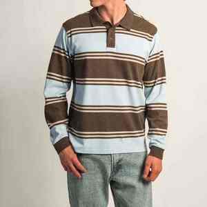 เสื้อรักบี้แขนยาวแบบคลาสสิคสไตล์วินเทจสำหรับผู้ชาย เสื้อรักบี้ลายทางหนาแบบสั่งทำพิเศษ - Product Image 4