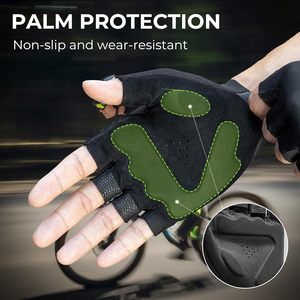 Gants de cyclisme unisexes à demi-doigts, respirants, antidérapants, absorbant les chocs, paume rembourrée, été, route, VTT - Product Image 6