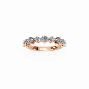 Trendy Design Radiance Lab Grown Diamond Band Marquise & Round Cut 9-Stone IGI Certified <b>Ring</b> in 18K Rose Gold for Women's - Product Image 1