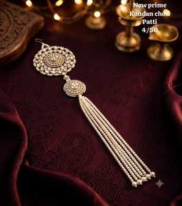 Designer Pearl <b>Braided</b> Hair <b>Accessory</b> Gold Plated Bridal Juda Pin Traditional Hair Brooch Wedding Bun Hairstyle Jewelry - Product Image 2
