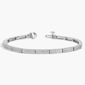 14K White Gold Rectangular Pavé Lab Grown Diamond Link <b>Bracelet</b> - Product Image 3
