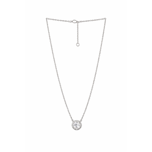 925 Sterling <b>Silver</b> Diamond Halo <b>Pendant</b> Necklace Minimalist Design Polished Finish <b>Chain</b> Women Gift - Product Image 4