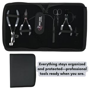 Kit d'outils professionnels en acier inoxydable doré pour extensions de cheveux : Pince de retrait de microlinks, Pince à sertir les micro-anneaux, Outil à crochet professionnel - Product Image 5