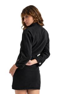 เดรสเชิ้ตยีนส์ทรงเข้ารูปสำหรับผู้หญิง คอปกตัดสี ลายสก็อตทรงเอ ผ้ากันยับ แขนยาว ติดกระดุม สไตล์ลำลอง สำหรับฤดูใบไม้ผลิ - Product Image 6