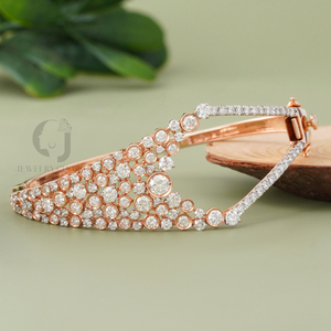 Bracelet élégant en or rose 14 carats avec diamants de laboratoire, 3,62 ct, coupe ronde, beauté intemporelle, bijoux fins pour femmes, couleur argent - Product Image 1