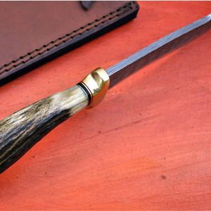 Couteau de chasse/découpe en acier Damas fait main sur mesure, manche en corne de cerf empilée, lame droite, pour camping et survie en extérieur, OEM - Product Image 6