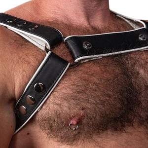 Arnés de Cuero para Hombre, Estilo Hunter, Color Blanco, Correas Ajustables, Arnés de Cuero Premium para Club - Product Image 6