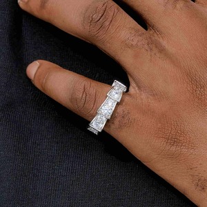 Unique Shape Luxury Hip Hop Moissanite Sterling <b>Silver</b> Rhodium Plated Unisex Cocktail <b>Ring</b> - Product Image 3