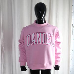 Sweat-shirt à col montant DANIEL PINK 100% BLANC avec broderie appliquée, col large, URBAN PRODUCTIONS - Product Image 3