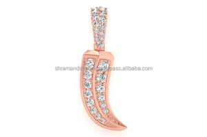 Unique Design Charms High Quality Custom 10K <b>Solid</b> <b>Gold</b> Icy Roman Claw Brilliant Cut 0.25 CTS VS Real Natural Diamond <b>Pendant</b> - Product Image 3