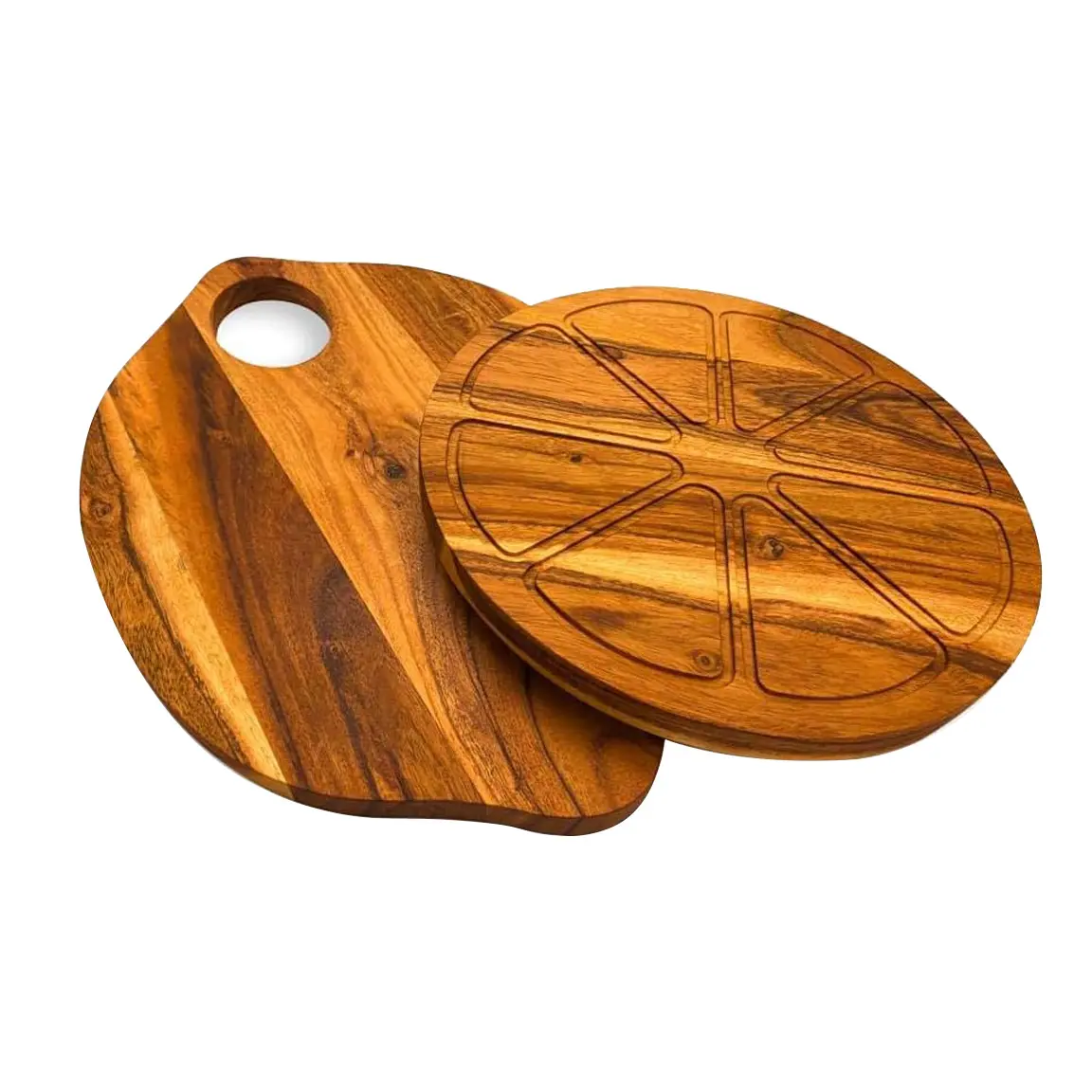 Custom Design Acacia Wood Serving Platter Set of 2 Organic Wooden Cutting & Serving Board Meat Fruits Cheese Charcuterie Boards