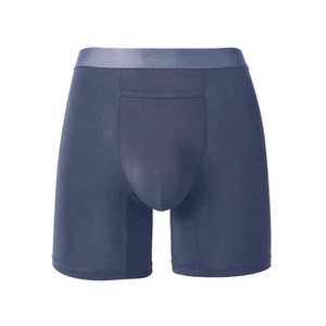Men's Solid Color <b>Compression</b> Shorts Mid Waist Elastic Waist Breathable Knitted Spandex Cotton Casual <b>Underwear</b> - Product Image 1