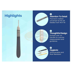 Cuchilla Profesional para Dermaplaning con Mango B.P. # Regla Quirúrgica de 3 Pulgadas con 10 Cuchillas Estériles para Cirugía - Product Image 3