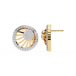 Pendientes SOLITAIREKART con Diamante Natural de 0.38ct con Halo Sunlit, Color HI, Claridad VS-SI, Oro Amarillo de 14 Quilates - Product Image 5