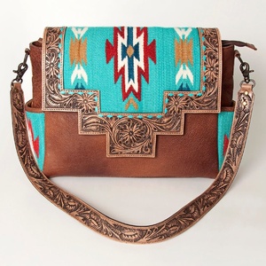 Bolso Bandolera de Cuero Genuino de Diseño Bohemio, con Flecos, Estampado Floral, Bolso de Mensajero Personalizado - Product Image 3