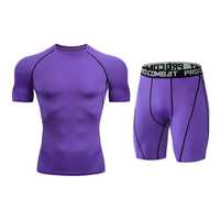 Ensemble de sous-vêtements de compression pour homme, haute visibilité, manches courtes, protection anti-UV, vêtements de sport professionnels