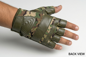 Guantes de Cuero de Camuflaje para Entrenamiento, Guantes de Cuero de Medio Dedo para Ejercicio, Protección para Levantamiento de Pesas, Guantes de Camuflaje de Cuero Unisex - Product Image 5