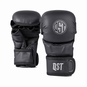 Gants d'entraînement MMA professionnels avec protection rembourrée des jointures, construction en cuir PU, sangle de poignet réglable en velcro - Product Image 1