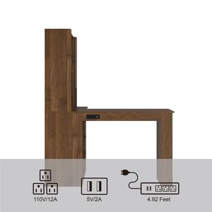 Modern LED Light L-Shaped Desk with Charger Drawers Bookshelf for Home <b>Office</b> <b>Computer</b> Desk by 'L Shaped St' - Product Image 5