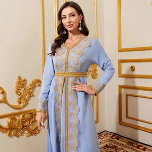 Muslim Maxi Dresses for Women Abaya Jalabiya Lace <b>Kaftan</b> Ramadan Morocco Dubai Sashes Abayas Party Vestidos Saudi Arab Long Robe - Product Image 5