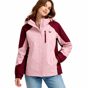 Custom Logo Women’s <b>Pink</b> Color Block Hooded Windbreaker Men's <b>Jackets</b> OEM Private Label Lightweight Outdoor Coat for Wholesale - Product Image 2