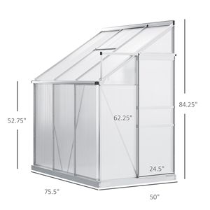 Serra da Giardino Regolabile con Tetto Apribile 6FT X 4FT in Alluminio con Porta Scorrevole in Policarbonato e Grondaia - Colore Verde - Product Image 3