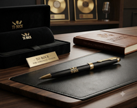 Stylo bille métallique noir et or de qualité supérieure pour cadeaux d'entreprise, stylo bille métallique noir exécutif avec finition dorée, métal exécutif haut de gamme