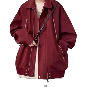 American Style High Street Zip-up Red Jacket for Men Summer 2024 New Bomber Jacket Trendy Brand Casual Cool Style - Product Image 1