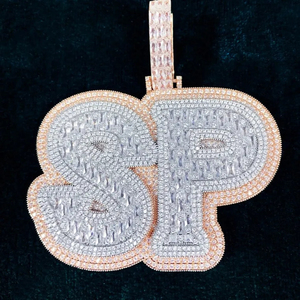 <b>Custom</b> <b>Name</b> Hip Hop Style Lab Grown Diamond & Moissanite Letter <b>Necklace</b> Pendant Silver Plated Men's Jewelry Gift - Product Image 3