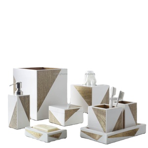 Handcrafted Wooden Resin Bathroom Set Resin Bathroom Accessories Natural Wooden Hotel Or Home Bathroom Accessories - Product Image 2