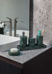 Trending Design Modern Luxury Marble Bathroom Accessories <b>Set</b> With <b>Soap</b> Dispenser Toothbrush Holder And Tray - Product Image 4