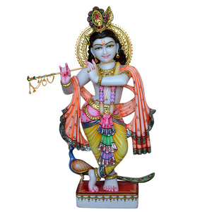 Marble Krishna Statue | Handcrafted White Marble Lord Krishna Murti | Flute Playing Krishna Idol | MALIYAS Jaipur India - Product Image 2