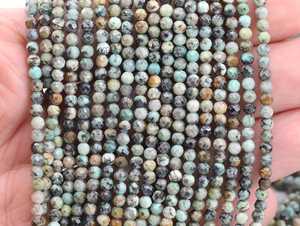 Cuentas de Turquesa Africana Natural Facetadas Redondas de 2mm 3mm 4mm, Cuentas Sueltas para Fabricación de Joyas, Pulseras, DIY, Venta al Por Mayor - Product Image 4
