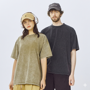 T-shirt délavé en coton pour homme, style streetwear, décontracté, vintage, effet délavé à l'acide, coupe oversize, vente en gros, haute qualité - Product Image 1