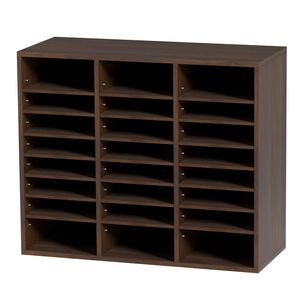 Organizzatore per Documenti in Legno a 24 Scomparti, Portariviste Regolabile per Ufficio 29x12x24,4 Pollici - Product Image 1