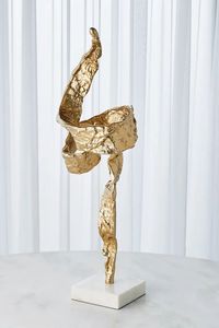 Escultura Metálica Abstracta Moderna en Dorado, Forma Irregular, Pieza de Arte Decorativa para el Hogar, para Exhibición en Mesa de Sala de Estar - Product Image 3