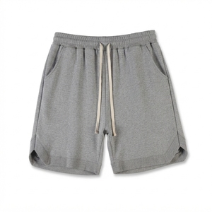 Shorts d'été décontractés pour hommes, taille élastique, confortables, pour le quotidien, athlétiques, coupe décontractée, avec cordon de serrage, pour la marche, couleur unie, 100% coton - Product Image 1