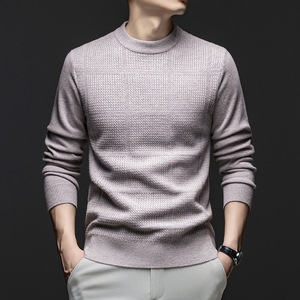 Pull en maille à col rond pour homme, coupe ajustée, couleur unie, manches longues, décontracté, pour l'automne, anti-boulochage, gris - Product Image 3