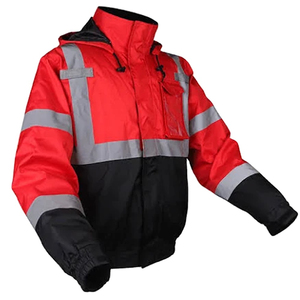 High Visibility Winter Safety Bomber <b>Jacket</b> with Fleece Collar Waterproof Reflective Workwear <b>Jacket</b> with 10 Pockets - Product Image 5