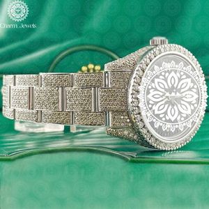 Charm_Jewels Women's Luxury Stainless Steel <b>Watch</b> Round Analog Quartz Dial Sapphire Crystal <b>Diamond</b> Accents Folding Clasp - Product Image 2