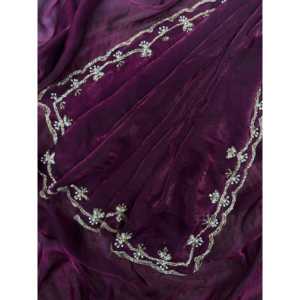 Sari élégant pour les fêtes avec de magnifiques perles, travail manuel, ensembles de bijoux fins - Product Image 4