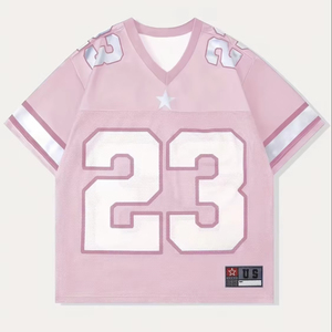 Maillot de football rétro en polyester à séchage rapide, personnalisé avec logo imprimé numériquement sur le devant, nom et numéro d'équipe, tendance actuelle - Product Image 1