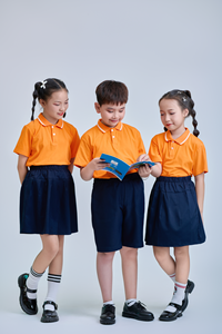 เสื้อโปโลโรงเรียนประถม FMF สีส้มสำหรับเด็กผู้ชาย – เสื้อชุดนักเรียนเด็กผ้าถักโพลีเอสเตอร์สแปนเด็กซ์ 50D น้ำหนักเบา - Product Image 5