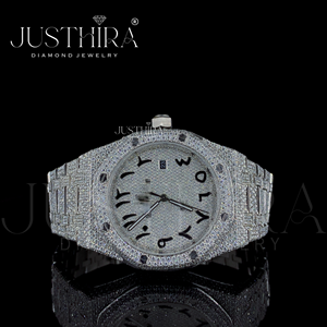 Montres analogiques de luxe en acier inoxydable avec chiffres arabes blancs, mouvement automatique, 20 mm, Hiphop, Moissanite VVS, étanches, diamants - Product Image 2