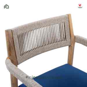 Sillón de Salón en Madera de Teca Maciza con Respaldo de Cuerda Tejida, Mueble de Alta Gama para Hotel, Villa o Resort - Product Image 5