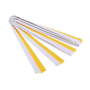 Ceinture d'arts martiaux rayée blanche et jaune en coton, ceinture de rangement professionnelle pour le karaté, le taekwondo et le jiu-jitsu - Product Image 2