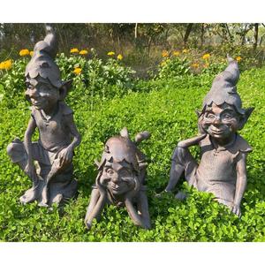 Estatua de Duende Sentado en Postura de Pensamiento, Hecha a Mano, con Acabado Bronce, Precio al por Mayor para Jardín y Granja - Product Image 2