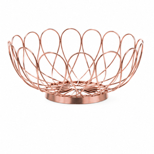 Gold Fruit <b>Basket</b> Metal Fruit Bowl with Wooden Base Wire <b>Storage</b> <b>Basket</b> for Countertop Organizer Factory Wholesale Bulk Supplier - Product Image 3